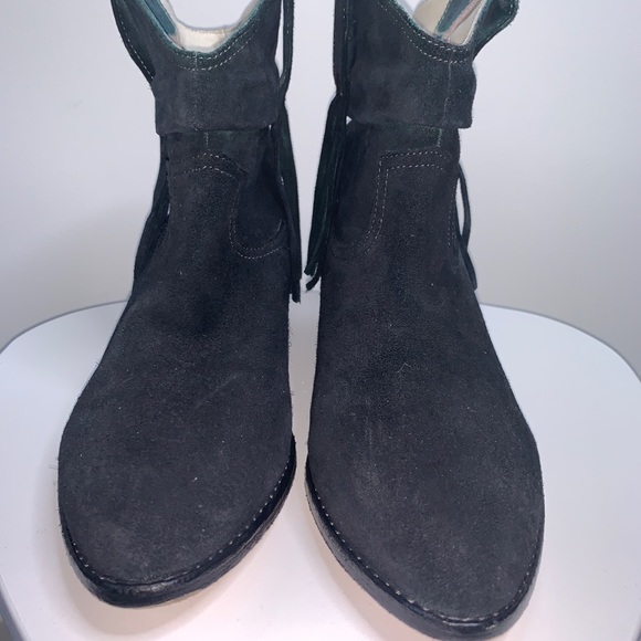 Joie Keaton Fringe Chelsea Ankle Western Boots in Black Suede - Picture 4 of 7